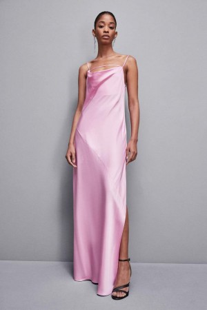 Patrizia Pepe Long Viscose Satin Mermaid Dress Roz | 392QYWKXC