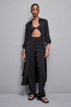 Patrizia Pepe Long-sleeved Chemisier Dress Negrii | 823FPHRDX