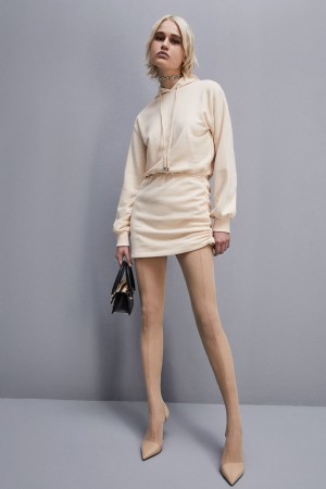 Patrizia Pepe Long-sleeved Fleece Dress Bej | 487VECYAK