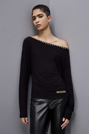 Patrizia Pepe Long-sleeved Jersey Sweater Negrii | 210VQTDHS