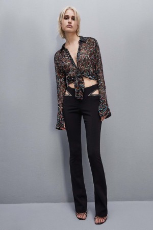 Patrizia Pepe Long-sleeved Printed Shirt Negrii | 958QDTNSP