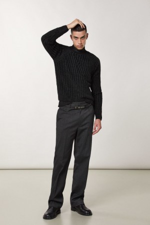 Patrizia Pepe Long-sleeved Ribbed Sweater Negrii | 967BCRVTP