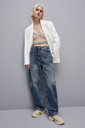 Patrizia Pepe Low Waist Balloon Denim Pants Albastri Deschis | 531YVMEOZ