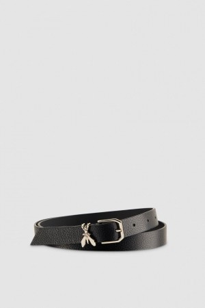 Patrizia Pepe Low-waist Hammered Leather Belt Negrii | 190CKEWIU