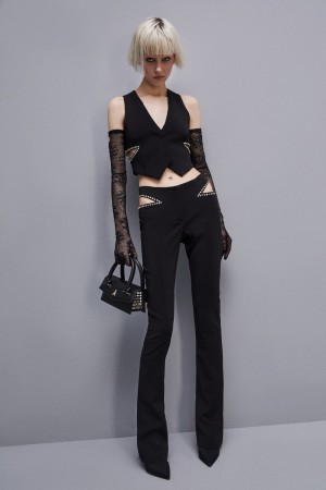 Patrizia Pepe Low-waisted Crepe Pants Negrii | 604CFWNDB