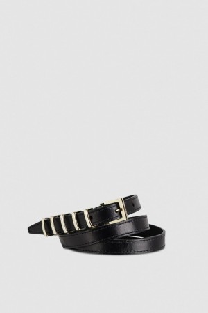 Patrizia Pepe Low-waisted Leather Belt Negrii | 584CWGNBL
