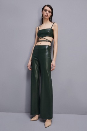 Patrizia Pepe Low-waisted Palazzo Fit Pants Verzi | 709STFEQV