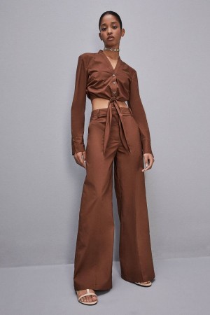 Patrizia Pepe Low-waisted Palazzo Fit Pants Maro | 276PXEIZN
