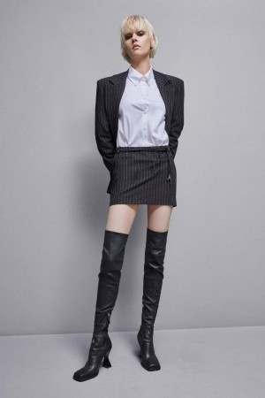 Patrizia Pepe Low-waisted Pinstripe Miniskirt Negrii | 521QNOVGL