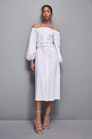 Patrizia Pepe Off-shoulder Dress With Belt Albi | 694JURIVH