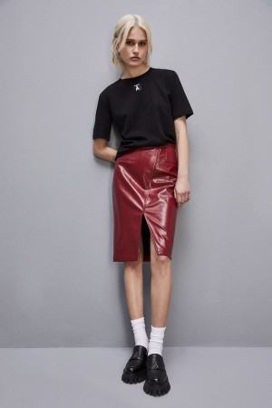 Patrizia Pepe Organic Cotton T-shirt Negrii | 190RJQZLK