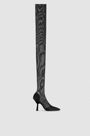 Patrizia Pepe Overknee Boots In Tulle Negrii | 627FRHTGS