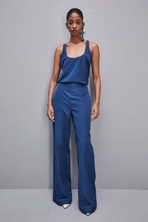 Patrizia Pepe Palazzo Pants In Technical Fabric Albastri Deschis | 765YUSMFI