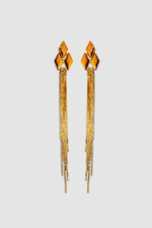 Patrizia Pepe Pendant Earrings With Micro Fly Links And Metal Fringing Portocalii | 126JBZPAL