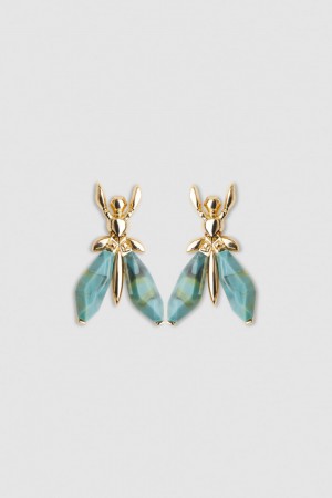 Patrizia Pepe Precious Fly Earrings With Stones Verzi | 068MXFHTE