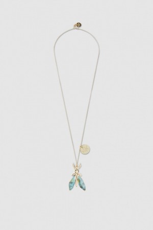 Patrizia Pepe Precious Fly Necklace With Stones Verzi | 013TENOJW