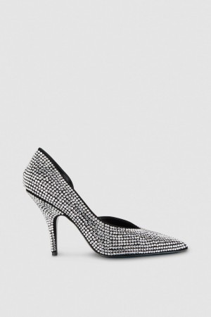 Patrizia Pepe Rhinestone-adorned Suede Pumps Negrii | 894WKICSH