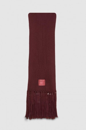 Patrizia Pepe Ribbed Scarf With Fabric Fringes Violet | 789CHBNEM