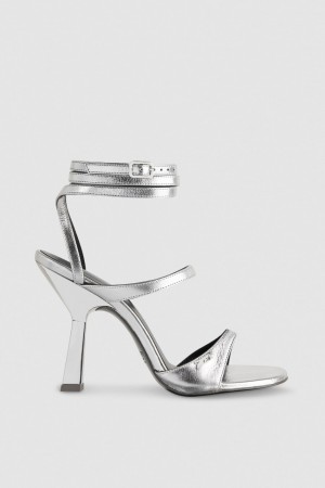 Patrizia Pepe Sandals With Heel And Ankle Strap Argintii | 582UNRTGX