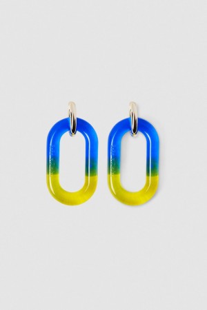 Patrizia Pepe Shaded Maxi Chain Logo Earrings Albastri | 348RVEWAJ