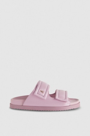 Patrizia Pepe Slippers With Logo And Leather Lining Violet | 563WLPQOI