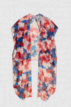 Patrizia Pepe Stole With Floral Print And Fly Detail Colorati | 164OBIVZQ