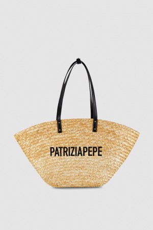 Patrizia Pepe Straw Shopper Bej | 415TMADCO