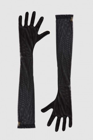 Patrizia Pepe Stretch Tulle Long Glove Negrii | 521VOHYFU