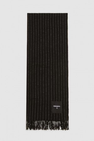 Patrizia Pepe Wool-blend Pinstripe Scarf Negrii | 615UCZEBP