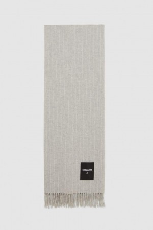 Patrizia Pepe Wool-blend Pinstripe Scarf Gri | 205WDKYNI